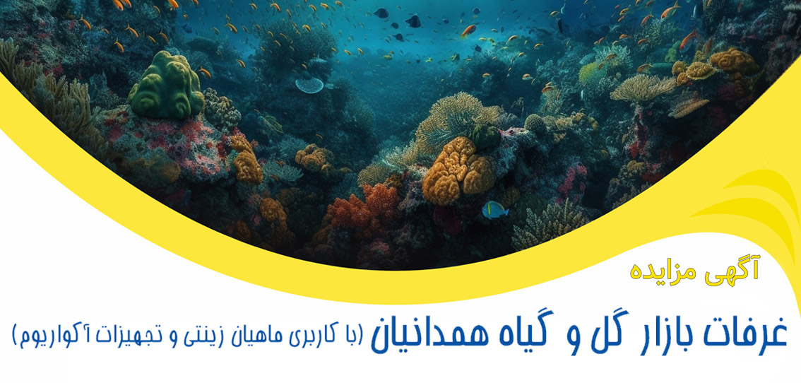 آگهی مزایده غرفات بازار گل و گیاه همدانیان(با کاربری ماهیان زینتی و تجهیزات آکواریوم)